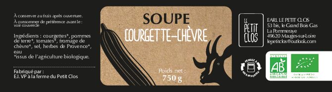 Soupe courgette/chèvre 750gr