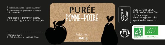 Purée pomme/poire 360gr